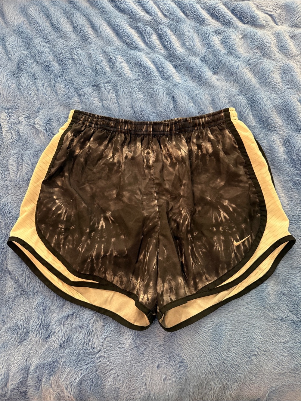 Nike Black Tie-Dye Athletic Shorts with White Panels